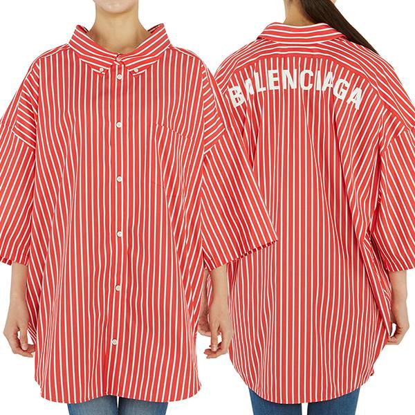 バレンシアガ シャツ スーパーコピー Stripe Cocoon Swing オーバーフィット シャツ 622051