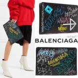 2021新作 ★バレンシアガスーパーコピー★Bazarグラフィティプリントクラッチバッグ