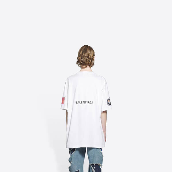 コラボ【バレンシアガ ロゴTシャツ 偽物】× NASA スペース ロゴTシャツ