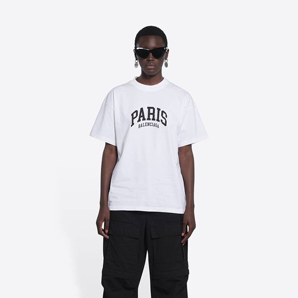 ◆バレンシアガ◆CITIES PARIS ロゴ ウィメンズ コットンTシャツ 偽物 お洒落に