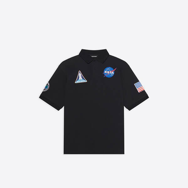 コラボ【バレンシアガ ポロシャツ 偽物】× NASA スペース ロゴポロシャツ