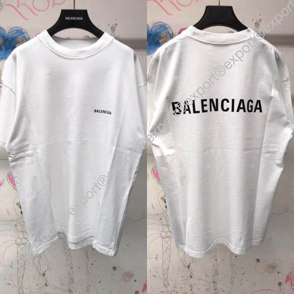 バレンシアガ Tシャツ 偽物 メンズ背中ロゴミディアムフィットTシャツ各色612965TIVG