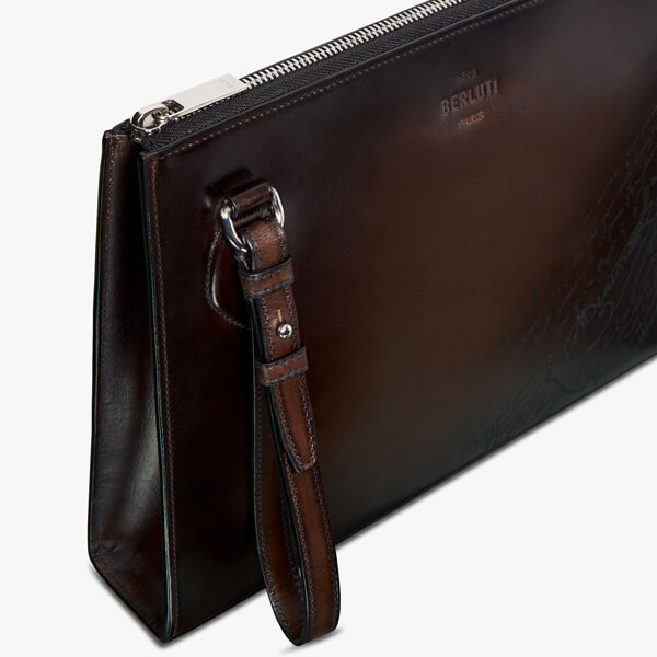 ベルルッティ クラッチバッグ 偽物 Spring21 Nino スクリットレザー ハンドル付ポーチ NINO_VOLUME_STRAP-V2