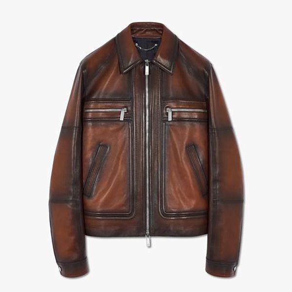 【ベルルッティ 偽物】21AW パティーヌ レザージャケット ブルゾン ブラウン 追跡付き発送