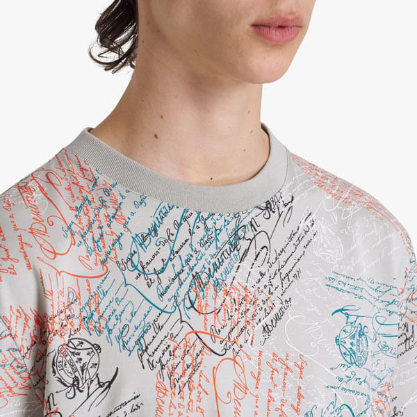 ★ベルルッティ 偽物 Tシャツ★オールオーバー スクリットプリント R17JRS40-JADV
