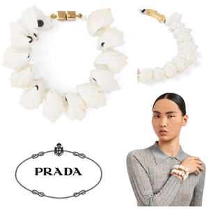 【PRADA】プラダ ブレスレット コピー シェル&オニキス付☆シルバーブレスレット*1JB274_2EH8