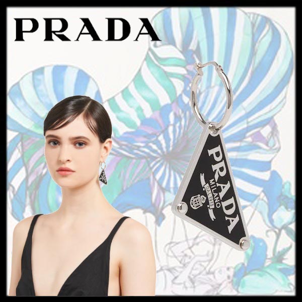 プラダ シンボル 偽物 ペンダントピアス 21SS☆PRADA 1JO719_2DSP_F0002