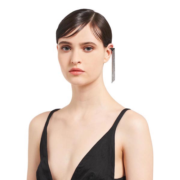 プラダ シンボル ペンダント ピアス コピー 2021SS【PRADA】ロゴ シルバー