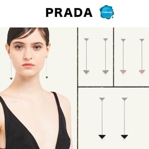 プラダ シンボル ピアス コピー【PRADA】シンボルペンダントピアス シルバー925 パラジウム シルバー925