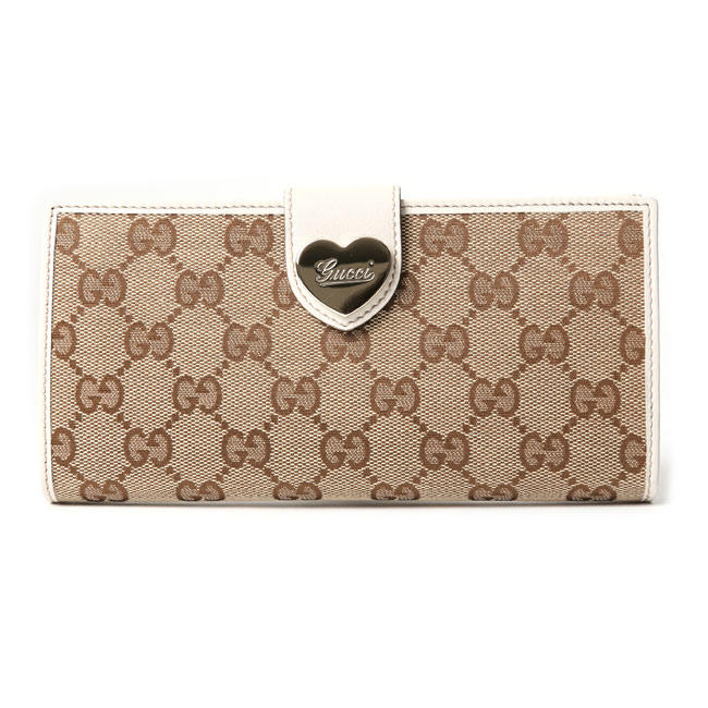 グッチスーパーコピー 203550 FFPAG 9761 GGキャンバス×ハ－トメタル HEART 長財布 ベージュ/アイボリー