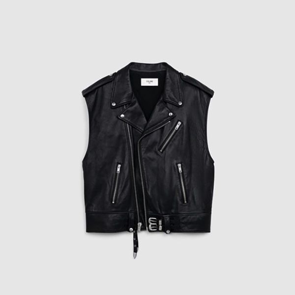 ■セリーヌ 偽物■ レザージャケット OVERSIZED COWBOY JACKET IN SOFT ENGLISH LAMBSKIN 2EB34303P.38NO