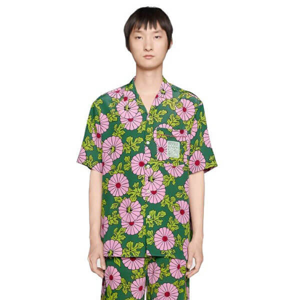 グッチ x ケンスコット コピー 大輪の花々が咲く エピローグ Ken Scott x グッチ シルク ボウリングシャツ 649832 ZAGAK 5337