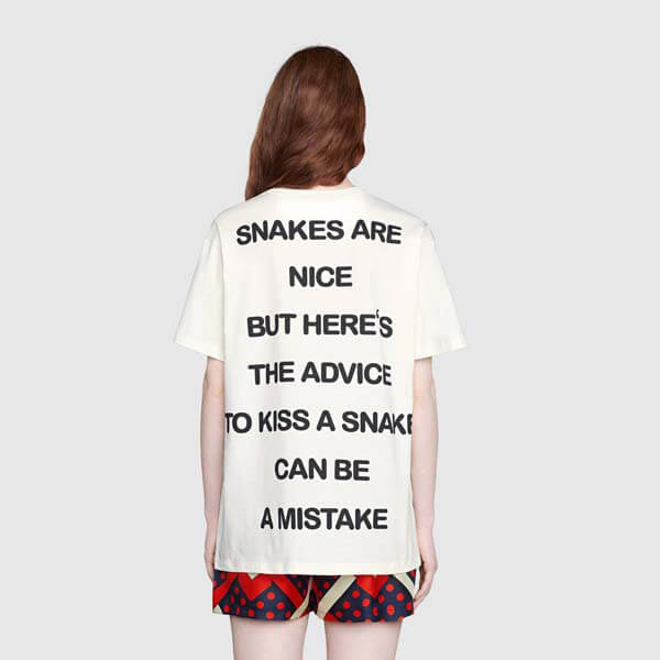 グッチ Tシャツ 偽物 キャットアイ プリント コットンジャージー Tシャツ 615044 XJDGG 9127