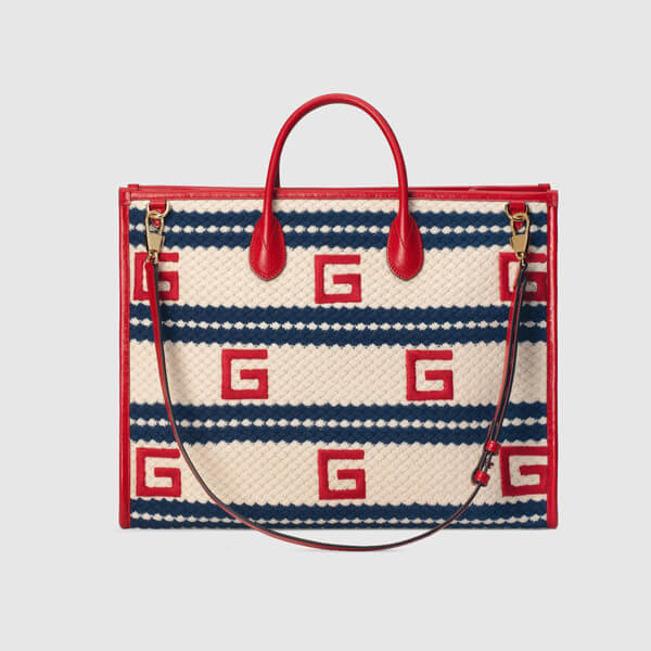 グッチ かごバッグ コピー オンライン限定 CANNES ストライプ トートバッグ 663709 JFIDG 9879