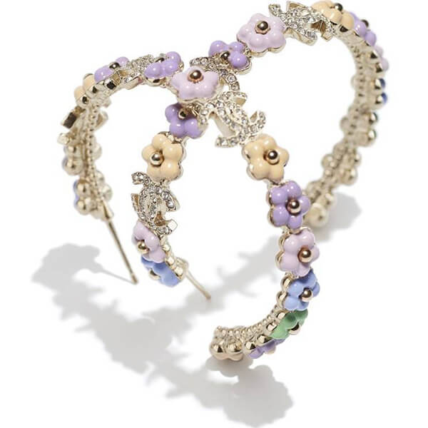 【人気】シャネル ピアス 偽物 メタル＆クリスタル フープ フラワー AB6029B05312 