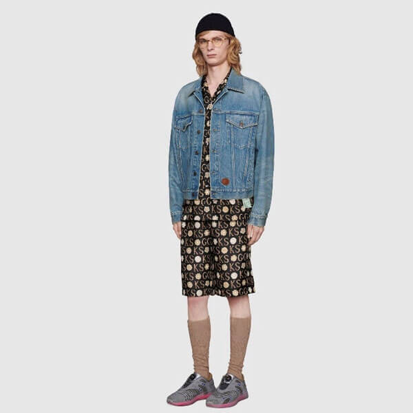 グッチ x ケンスコット コピー 大輪の花々が咲く エピローグ Ken Scott x グッチ コラボ ショートパンツ GG シルク 男新作 649062 ZAGAR 1060