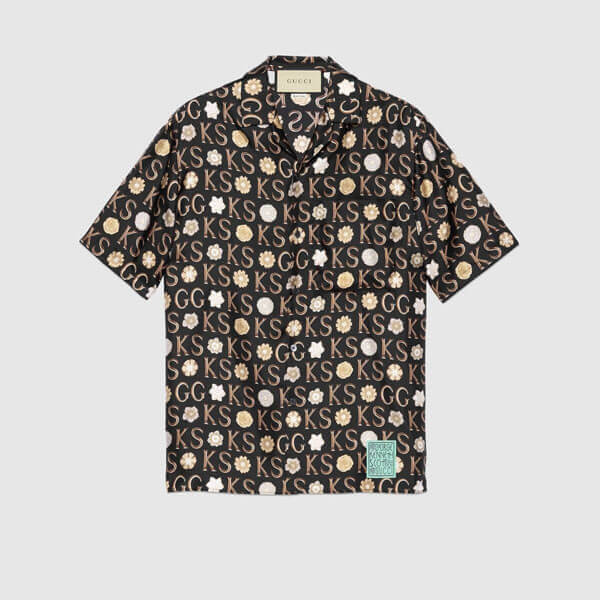 グッチ x ケンスコット コピー 大輪の花々が咲く エピローグ Ken Scott x グッチ プリント シルクシャツ 644427 ZAGAR 1060