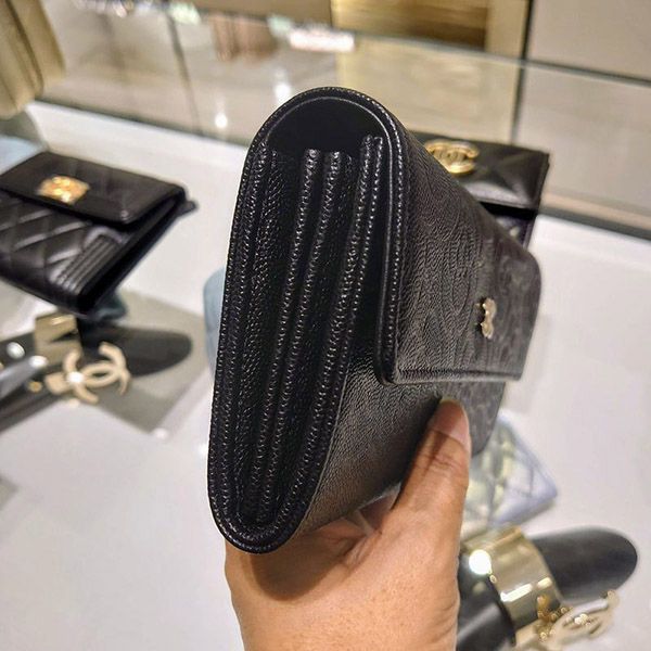 22春夏プレ★シャネル 長財布 パロディ★キャビア 上品なカメリア A82283 B07529 94305