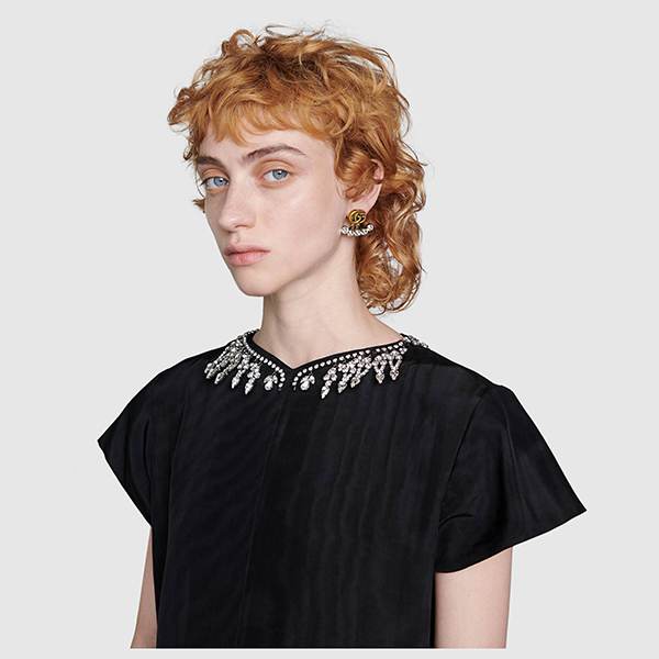 グッチ ピアス 偽物 グッチ クリスタル ダブルG シングル ピアス 605853 J1D50 8066