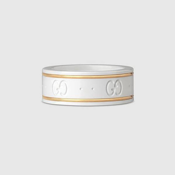 グッチ シルバー リング 偽物 18K ゴールド ライン GGパターン アイコン  リング 2色