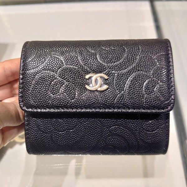 ★シャネル 22春夏プレ 折りたたみ財布 偽物★キャビア AP2585 B07529 94305