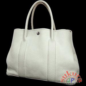 エルメス トートバッグ ガーデンパーティPM ホワイト×シルバー金具 N刻印 QJ06-O