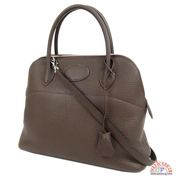 エルメス ハンドバッグ ボリード 31 cm カフェ×シルバー金具 O刻印 QK12-A