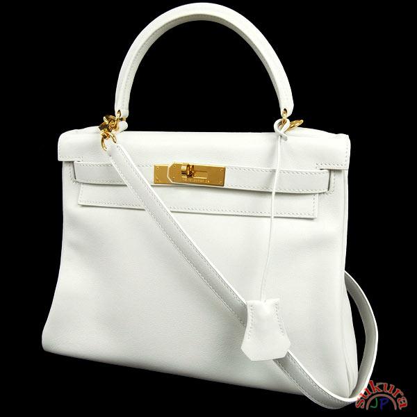 エルメス ケリー 28 cm 内縫い ホワイト×ゴールド金具 Kelly QK21-GZ