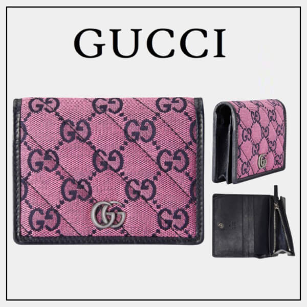 即発*グッチ 財布 偽物 ウォレット 折りたたみ マルチカラー ピンク 466492 2UZCN 5279