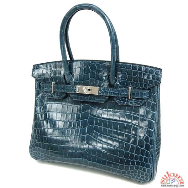 エルメス バーキン コピー 30 cm ハンドバッグ ブルートンペット×シルバー金具 Q刻印 QJ07-SZ