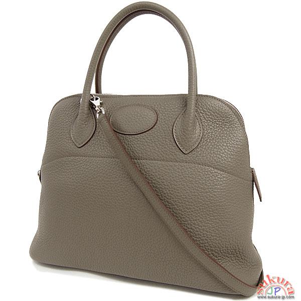 エルメス ハンドバッグ ボリード 31 cm エタン×シルバー金具 Q刻印 QK10-YS