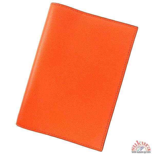 エルメス 手帳カバー アジェンダPM オレンジ×シルバー金具 シェーブル B刻印 手帳 QJ28-YS