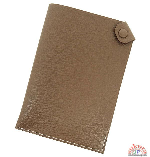 エルメス パスケース タルマックPM エトゥープ×シルバー金具 シェーブル Q刻印 QK05-YA