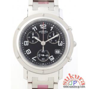 エルメス 時計 コピークリッパー　クロノ CL1910.330/3753 SS/SS　メンズ ブラック