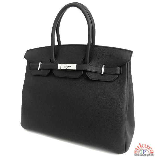 エルメス バーキン コピー 35cm ハンドバッグ ブラック×シルバー金具 トゴ Q刻印