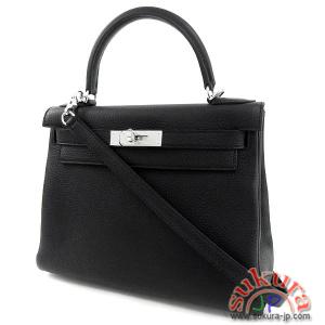 エルメス ハンドバッグ ケリー 28 cm 内縫い ブラック×シルバー金具 Q刻印 RA21-RTZ