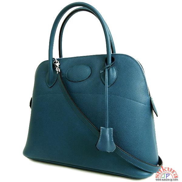 エルメス ハンドバッグ ボリード 31 cm ブルータラサ×シルバー金具 L刻印 RA24