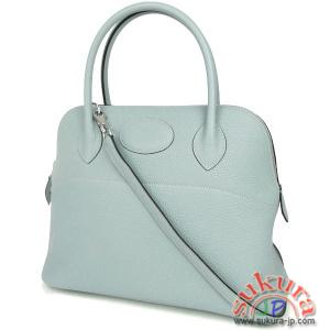 エルメス ボリード 31 cm ブルーラン×シルバー金具 Q刻印 RB13-O