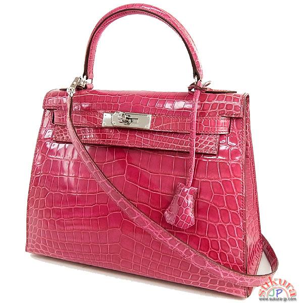 エルメス ケリー 28 cm 外縫い フューシャピンク×シルバー金具 J刻印