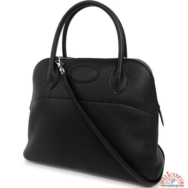 エルメス ハンドバッグ ボリード 31 cm ブラック×シルバー金具 Q刻印