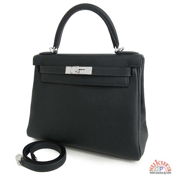 エルメス ケリー 28 cm 内縫い ブルーオーシャン×シルバー金具 トゴ Q刻印