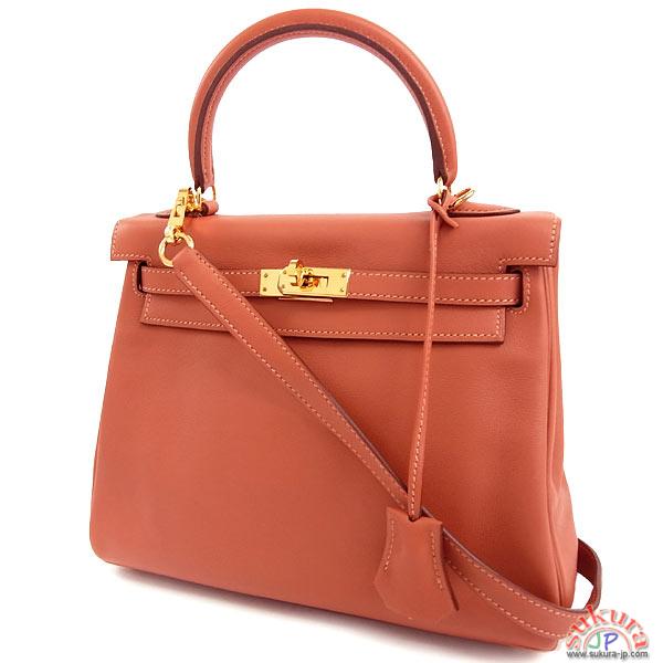 エルメス ケリー 25 cm 内縫い ロージー×ゴールド金具 ヴォースイフト L刻印