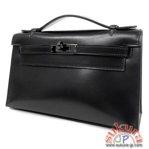 エルメス ハンドバッグ ポシェットケリー ミニ ソーブラック×ブラック金具 N刻印