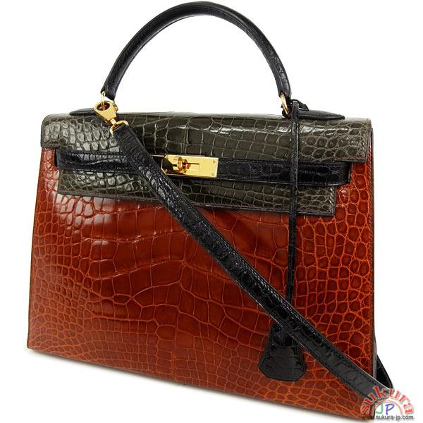 エルメス ハンドバッグ ケリー 32 cm 外縫い A刻印 Kellyバッグ トリコロール