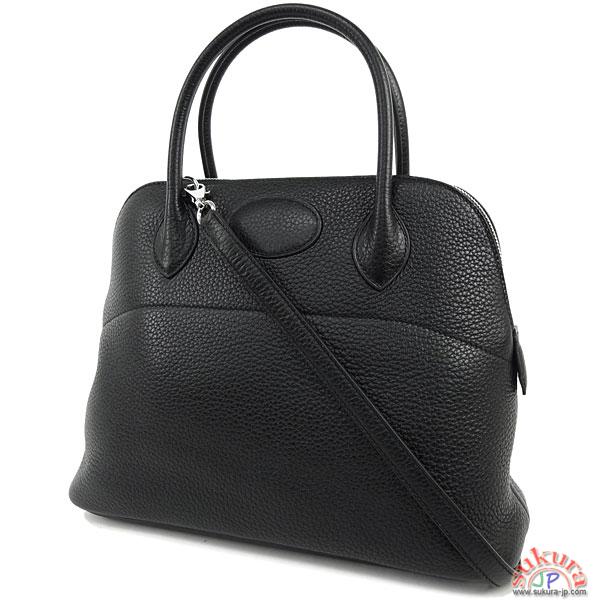エルメス ハンドバッグ ボリード 31 cm ブラック×シルバー金具 Q刻印 Bolide QK30