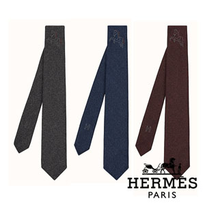 エルメス ネクタイ 偽物【エルメス】ネクタイソリッドカラー《クレイジーポニー》7 cm H353617T