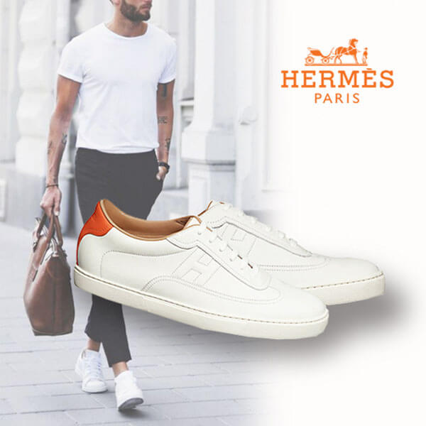 エルメス スニーカー 偽物 エルメス★Sneakers Quicker メンズスニーカー blanc/orange H102190ZH09390