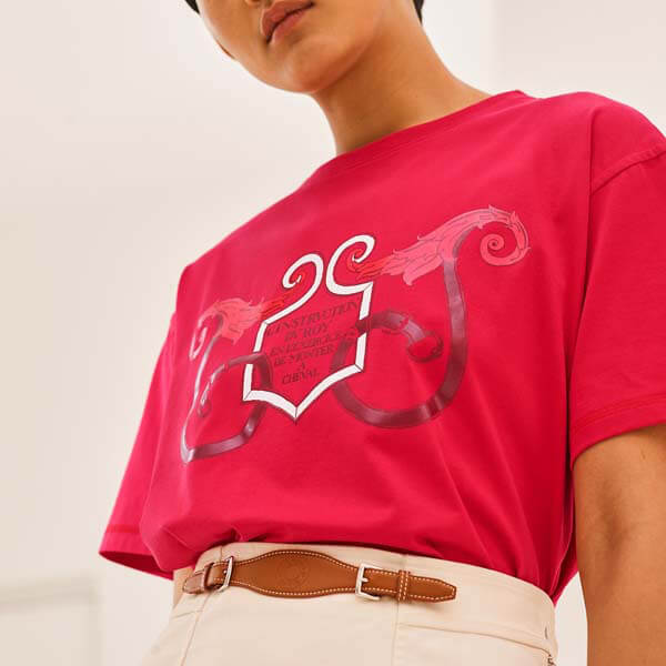 エルメス Tシャツ コピー 日本未入荷21SS 大人女子 コットンTシャツ H1E4615DG9038