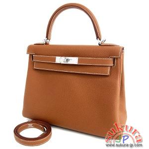 エルメス ケリー 28 cm 内縫い ゴールド×シルバー金具 トゴ Q刻印