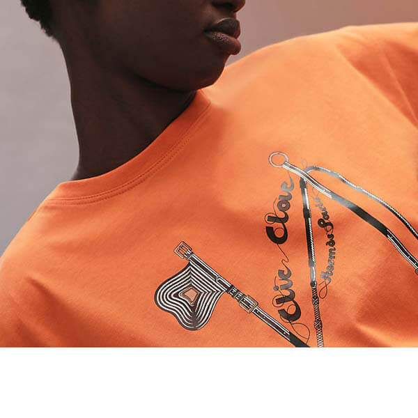 エルメス Tシャツ 偽物 2021秋冬プレ Clic Clac プリント マキシTシャツ H1H4611DO02